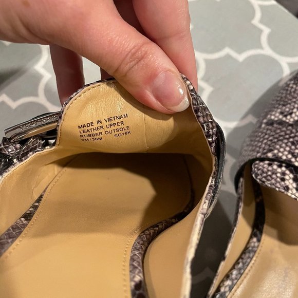 Michael Kors Cooper Snake Embossed Leather Slide Sandals Flats Mules - Picture 6 of 6